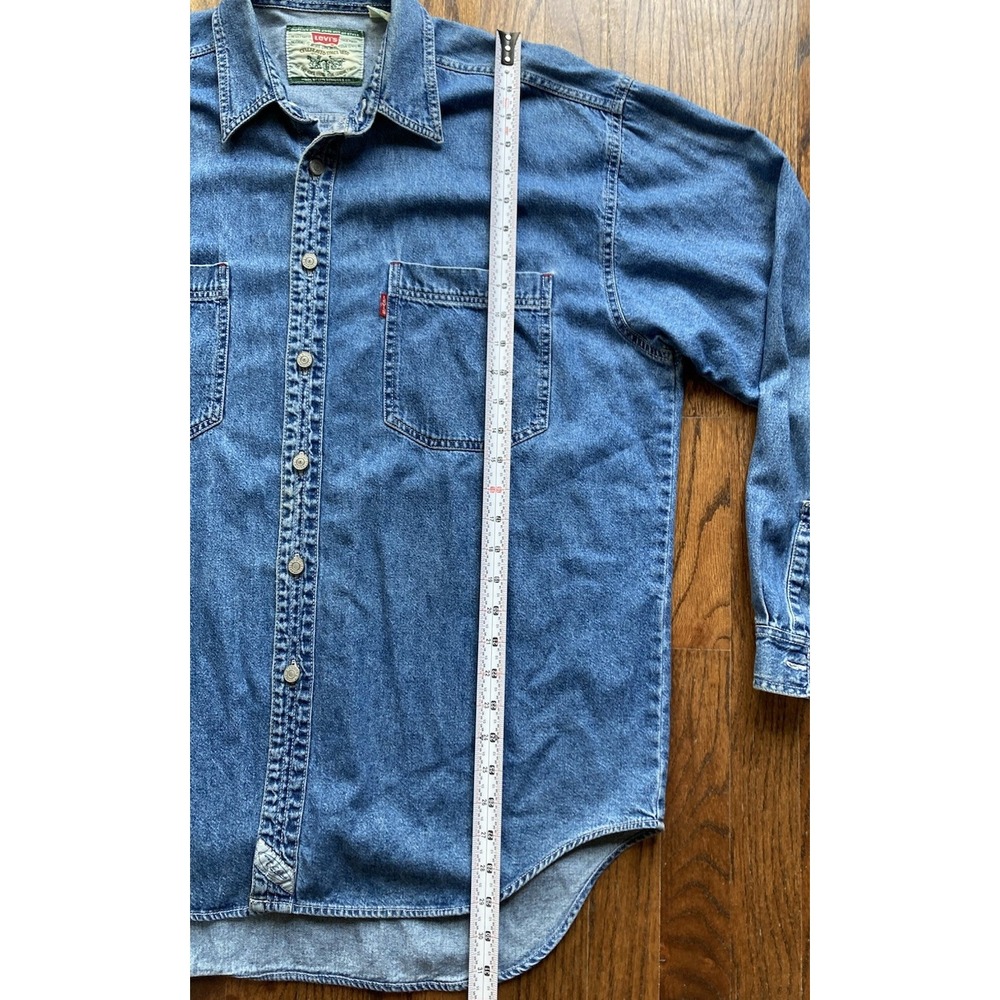 Vintage Levis Denim Shirt Mens Size Large Blue Y2K Button Up Long Sleeve - Picture 9 of 12